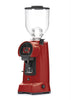 Image shows red Eureka Helios 65 coffee bean grinder
